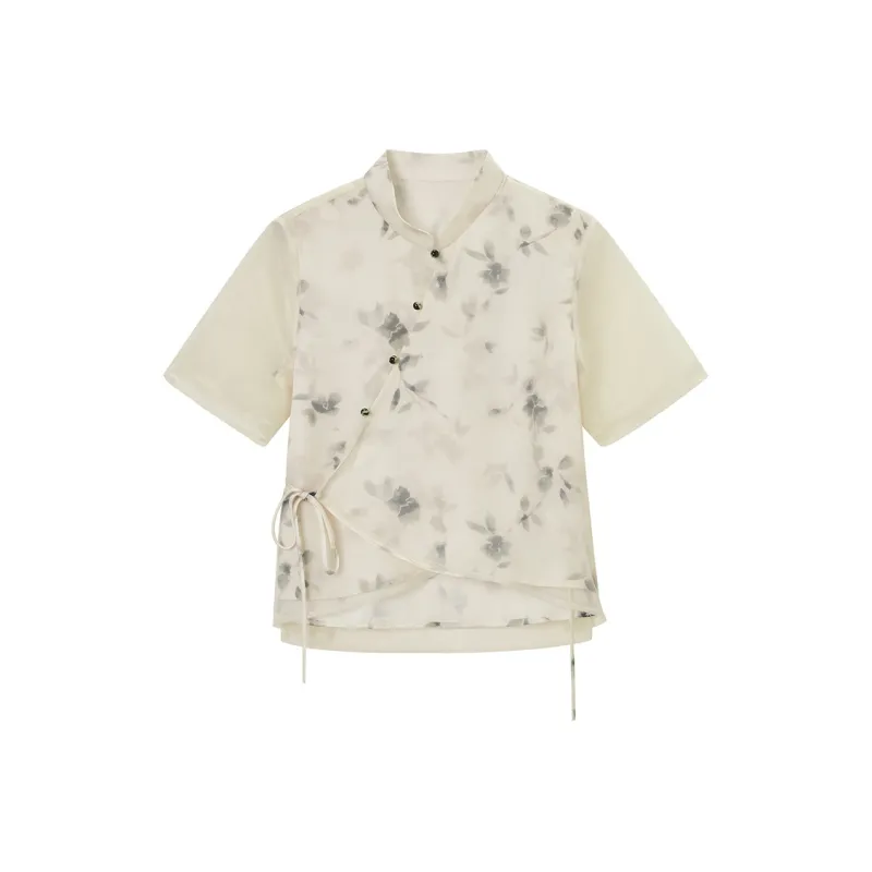 PEACEBIRD Chiffon Shirts Women's Beige-0