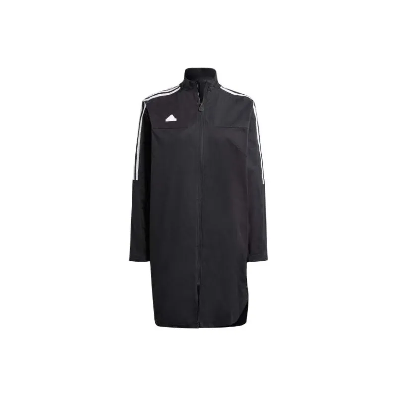 Adidas Tiro 3-Stripes Snap-Button Woven Coat Jackets Coats Women's Black-0