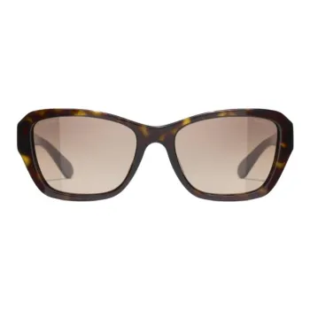CHANEL Acetate Butterfly Sunglasses Unisex Brown