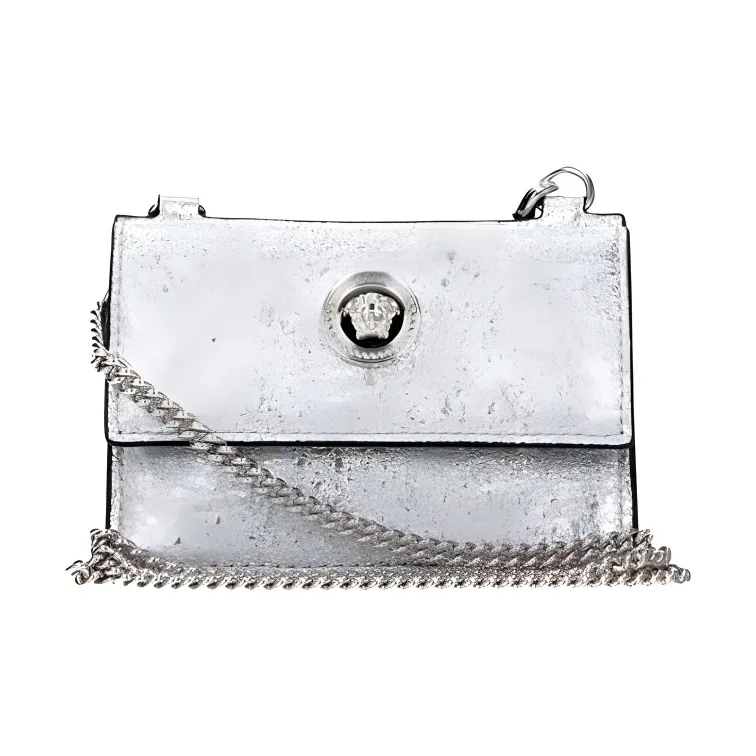 FANSIZHE Leather One Shoulder Crossbody Coin Purse Women's Silver-0