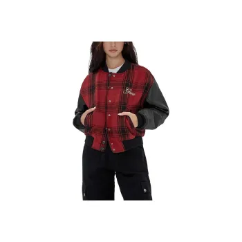 GUESS Originals Plaid Varsity Jacket Jackets Coats Women's Red
