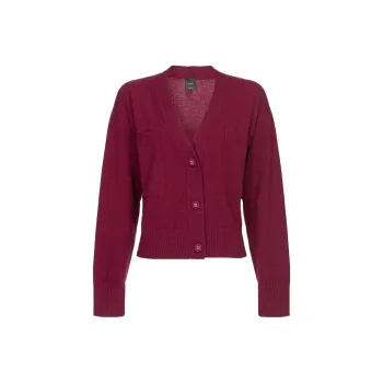 PINKO Cardigan Misto Cachemire Con Tasche Knitwear Women's Plum