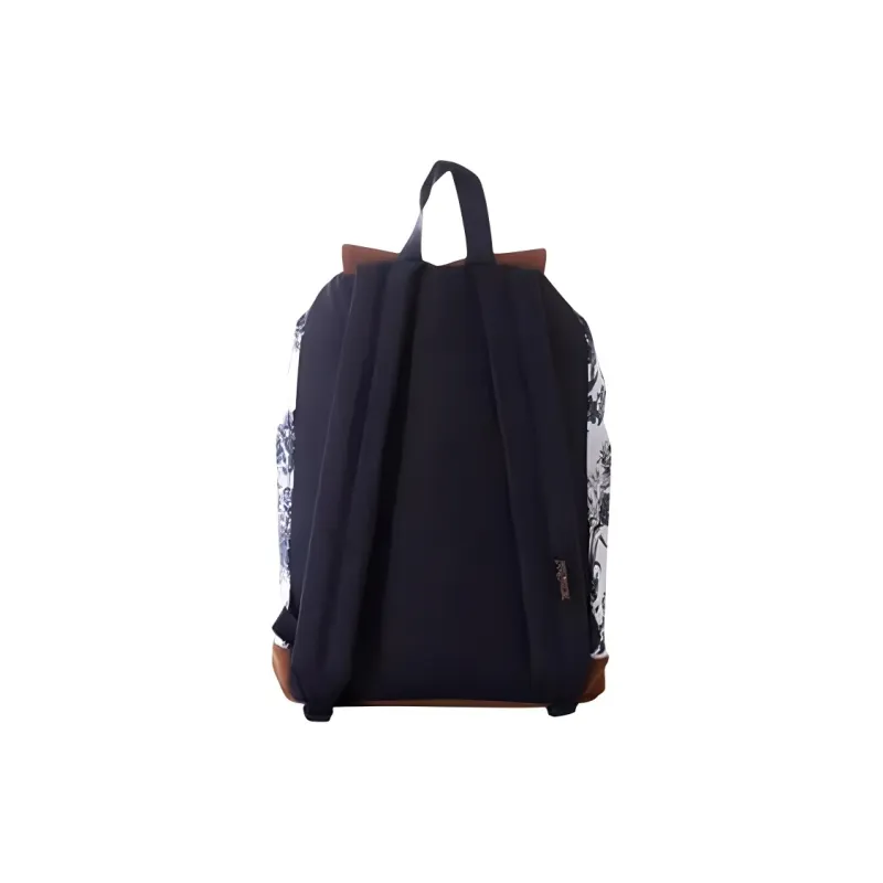 JanSport Cotton Canvas Backpack Medium Size Unisex Blue And White Porcelain Color-2