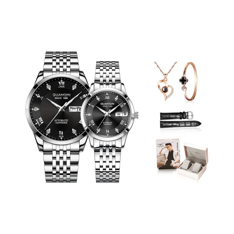 GUANQIN Beloved Collection Automatic Mechanical Movement Stainless Steel Watchband Watch Unisex White Dial-14