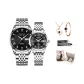Silver Case Black Dial 1 Pair[Packaging+Leather Strap+Regulators]