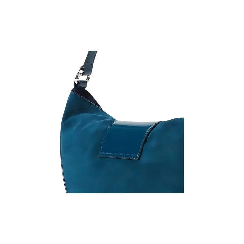 Staud Suede Crescent Bag Portable Crossbody Bag Shoulder Bag Women's Aqua Blue-2