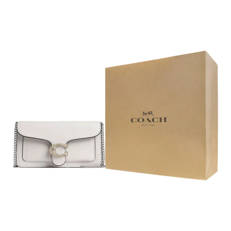 COACH Tabby Calfskin Crossbody Bag, Shoulder Bag Small Size Women's Chalk White-6