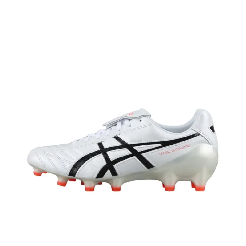 Asics Lethal Testimonial 4 HG Rubber Short Studs Artificial Ground Anti Slip Wear Resistant Soccer Shoes Men's White-0