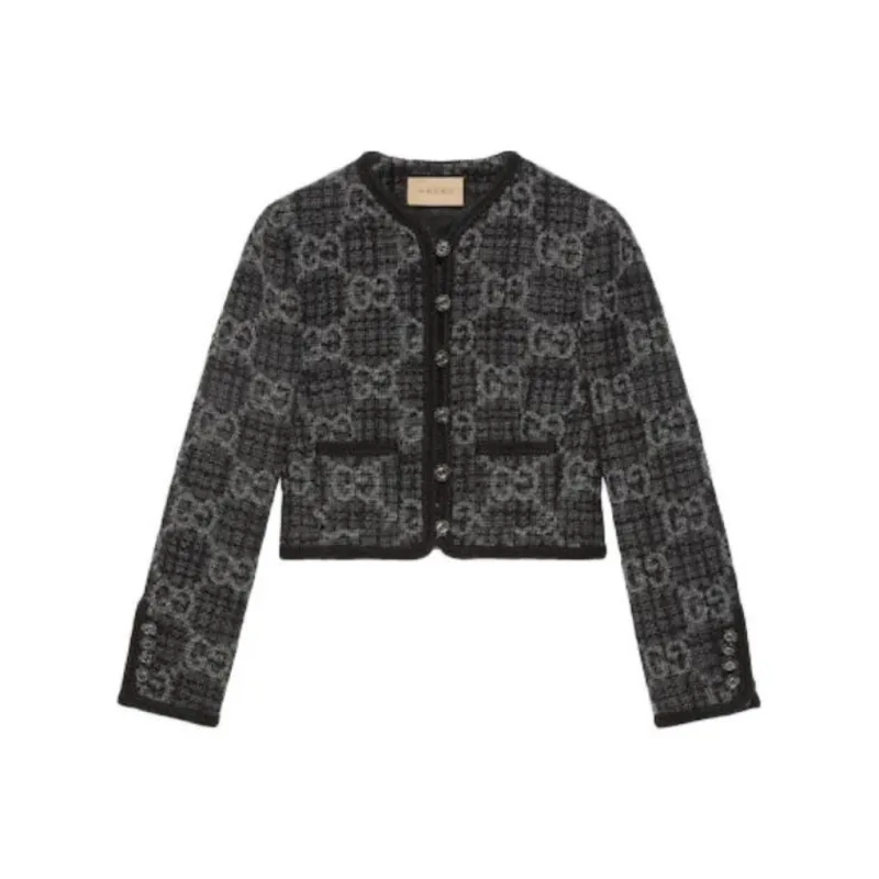 GUCCI Gg Tweed Jacket 'Dark Grey/Multicolor'-0
