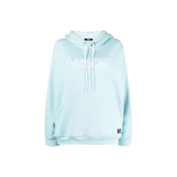 VERSACE Logo Embroidered Drawstring Hoodie
