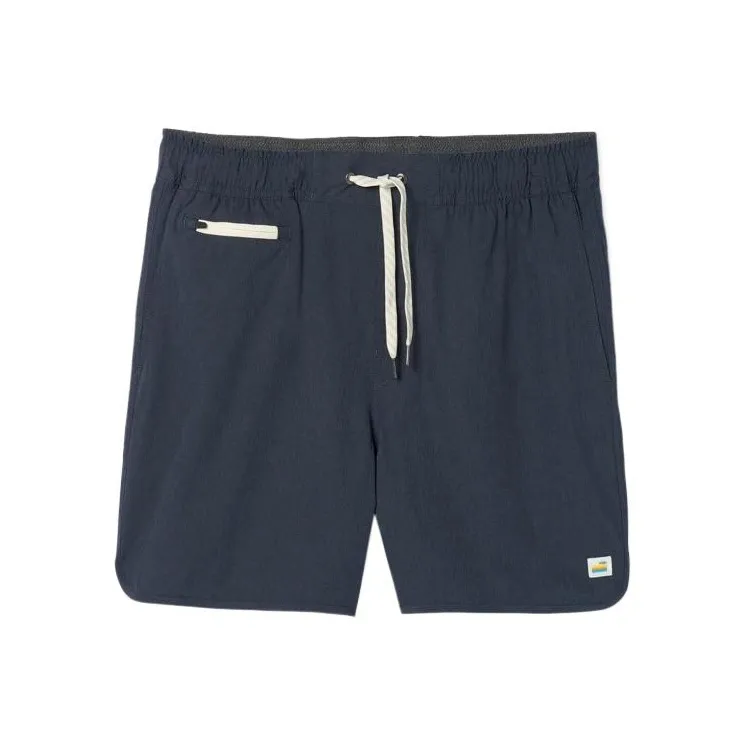 Vuori Sports Shorts Men's Navy Blue Linen Texture-0