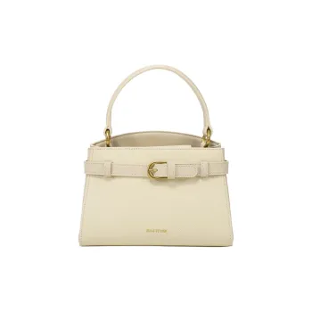 Simedin Cow Leather Kelly Bag, Shoulder Bag, Crossbody Bag, Handbag Small Size Women's Ecru/Morandi Blue