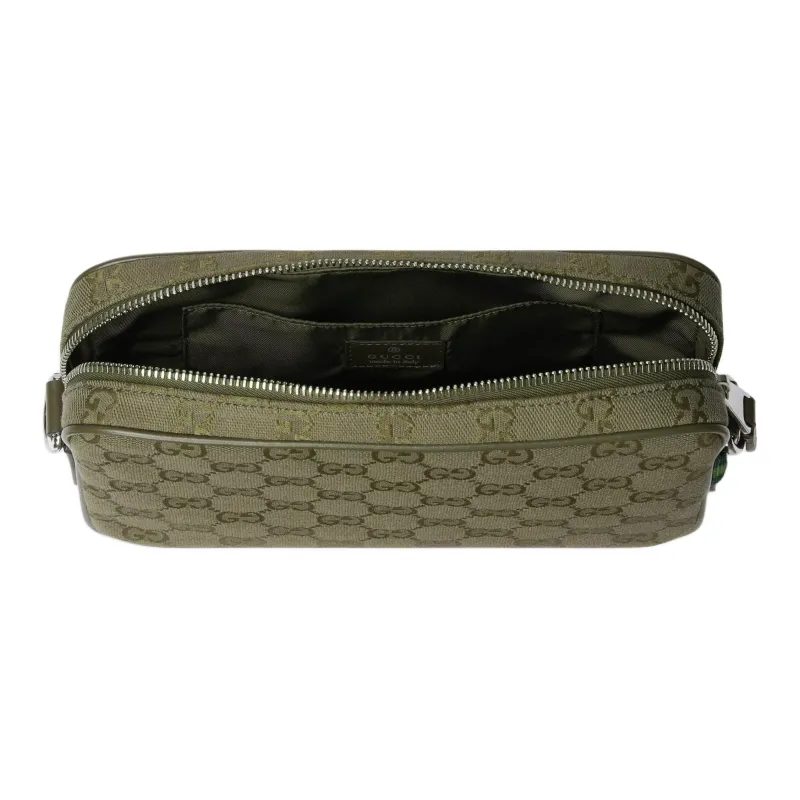 GUCCI Canvas Crossbody Handbag Trumpets Men's Forest Green-5