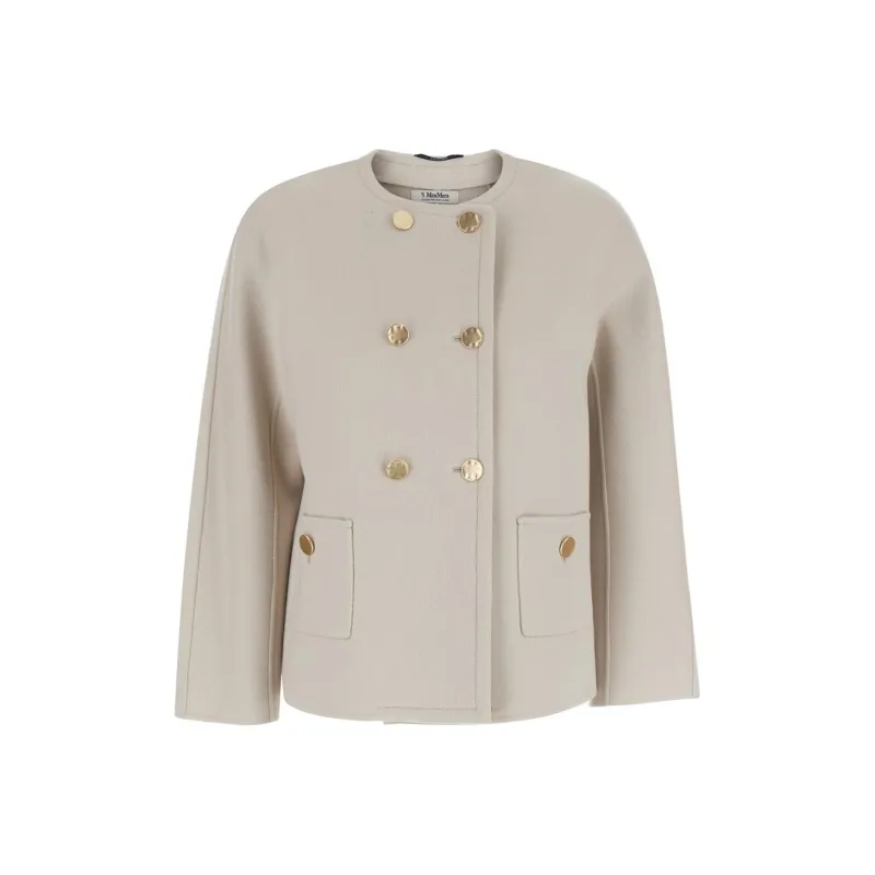 'S MAX MARA Double Breasted Crewneck Coat-0
