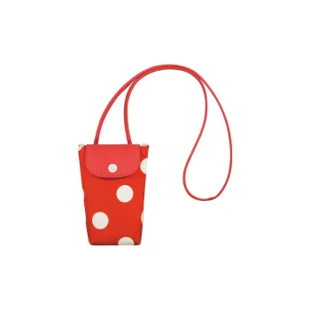 LONGCHAMP Le Pliage Collection Leather Trim One Shoulder Crossbody Cell Phone Pouch Women's Red
