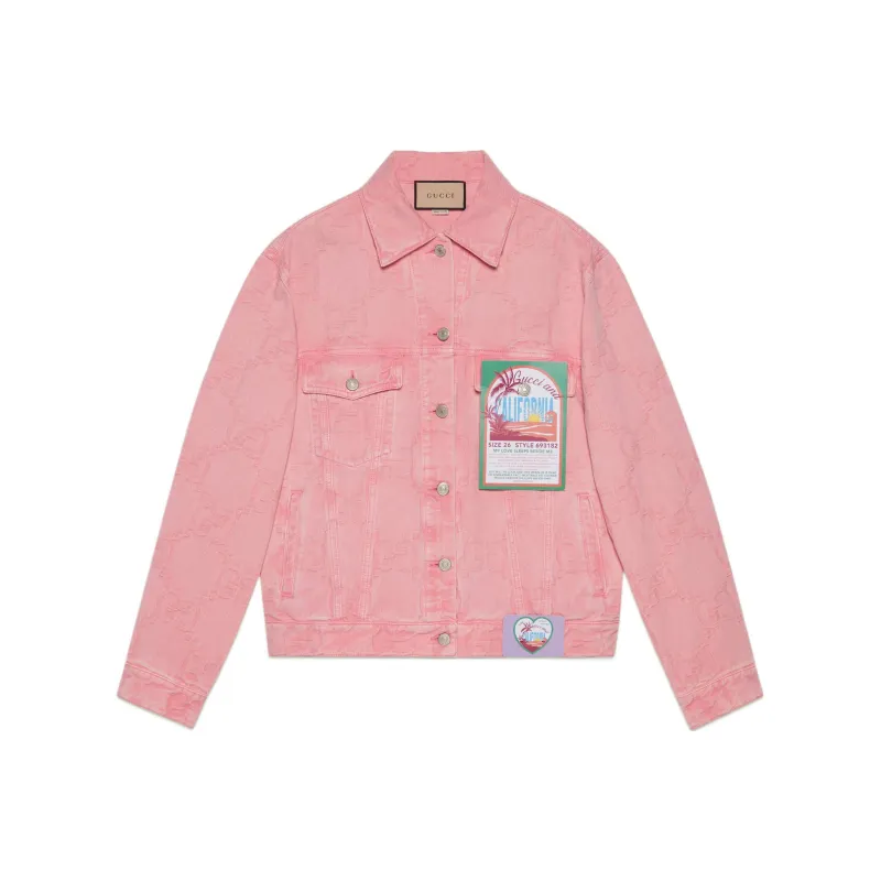 GUCCI California Gg Supreme Pattern Denim Jacket Pink-0