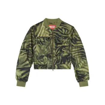 DIESEL G-Khlow Abstract-Printed Cropped Bomber Jacket