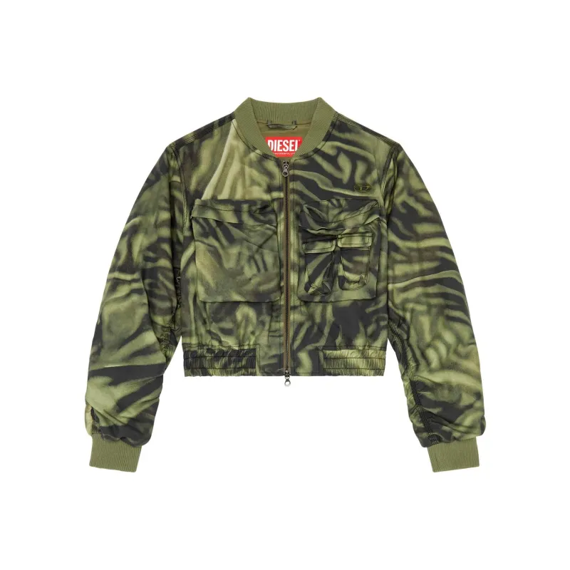 DIESEL G-Khlow Abstract-Printed Cropped Bomber Jacket-0