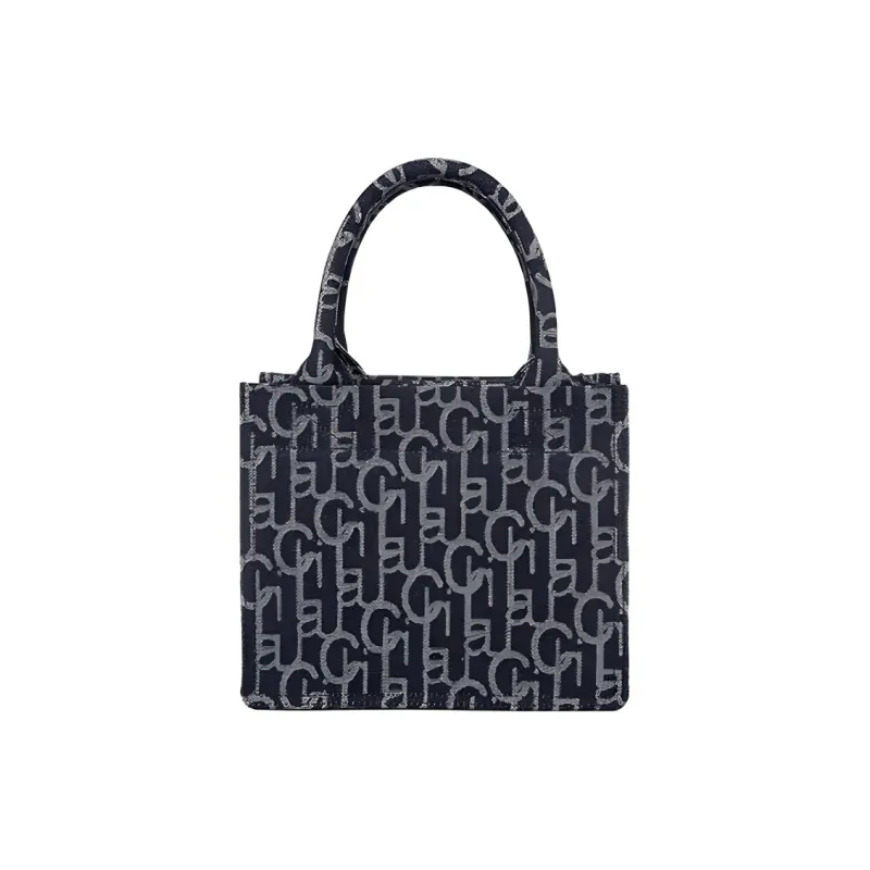 Laurence & Chico Denim Jacquard Tote Bag Shopping Bag Shoulder Bag Handbag Small Size Women's Dark Blue-2