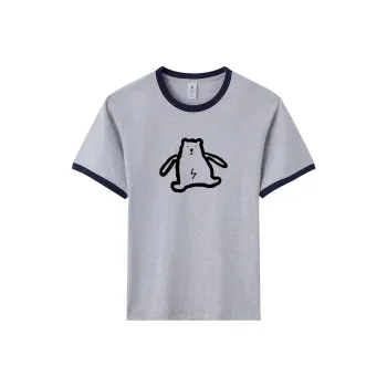 TEME Regular T Shirt Women's White Heather Gray Navy Blue