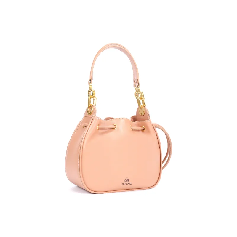 COURONNE Cow Leather Handbag Regular Women's Black/Flesh Pink-6