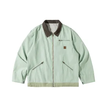PAZZO Color Block Lapel Detroit Workwear Jacket Women's Mint Green