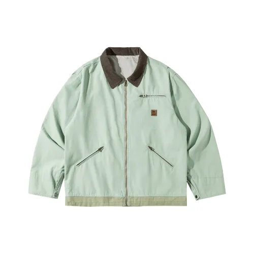 PAZZO Color Block Lapel Detroit Workwear Jacket Women's Mint Green