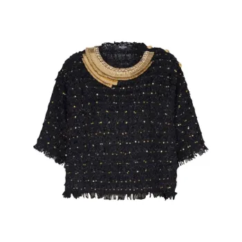 BALMAIN Sequin embellished Tweed Top