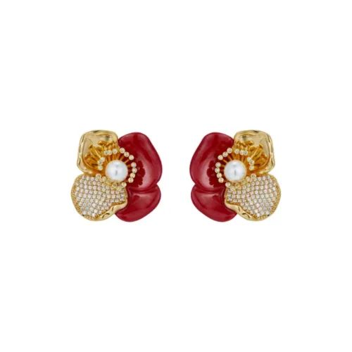 MIDNIGHT OPERA HOUSE 18K Gold Plated Copper Earrings Women's Red