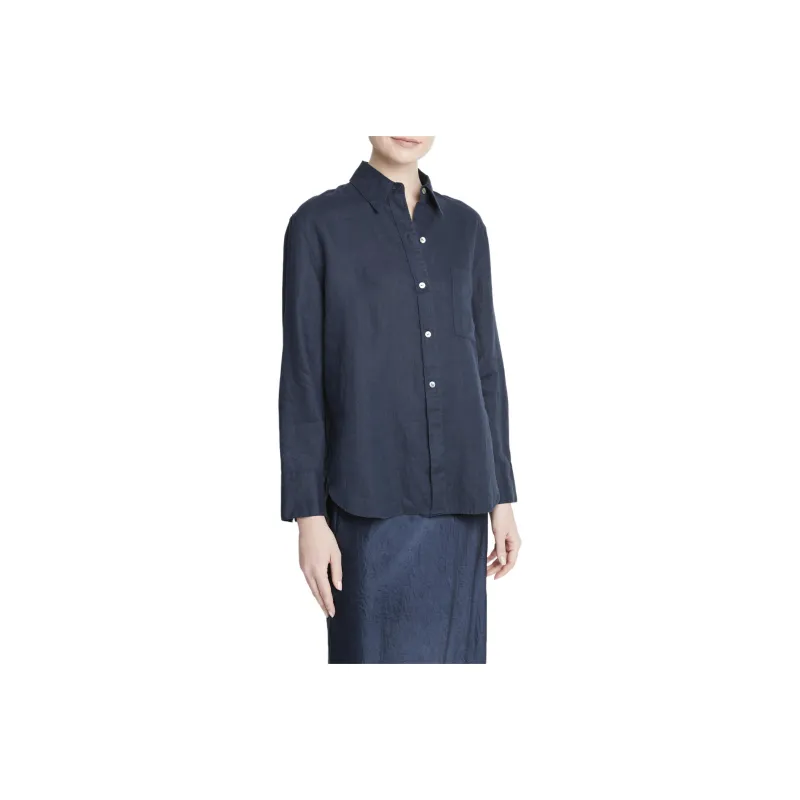 VINCE Plain Linen Shirt-2