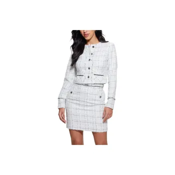 GUESS Eco Sofia Tweed Jacket Jackets Coats Women's White