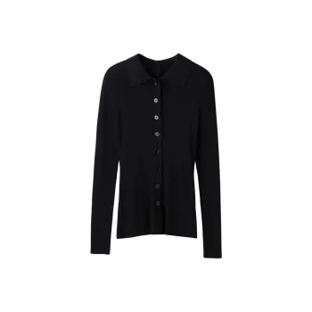 RECTO FW24 BOTH SIDES OPENING FITTED KNIT TOP Knitwear Women's Black