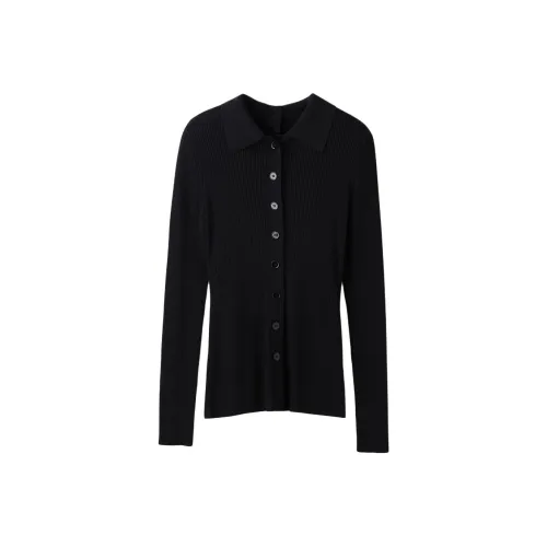 RECTO FW24 BOTH SIDES OPENING FITTED KNIT TOP Knitwear Women's Black