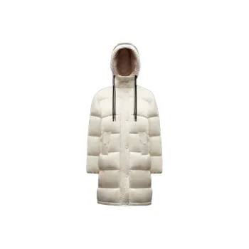 Moncler Women's Erysimum Long Down Jacket Butter White
