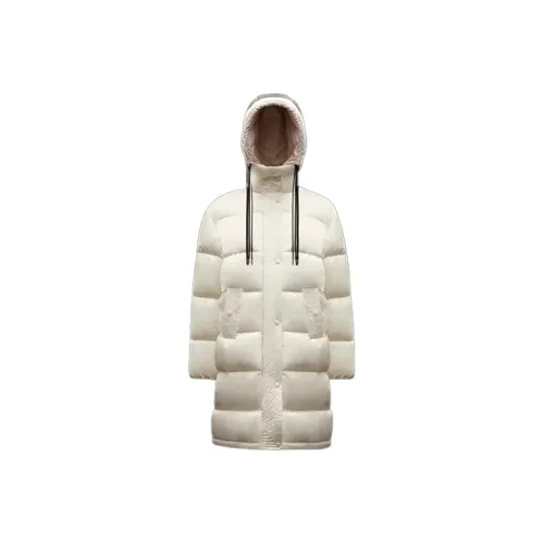 Moncler Women's Erysimum Long Down Jacket Butter White