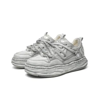 Voguhomme Height Increasing Casual Shoes Unisex Distressed White