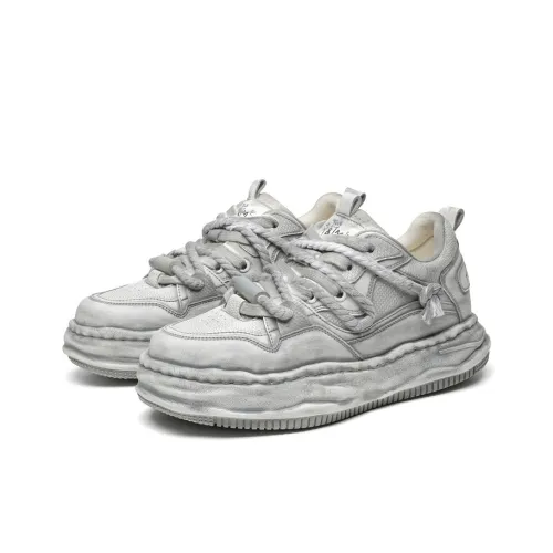 Voguhomme Height Increasing Casual Shoes Unisex Distressed White