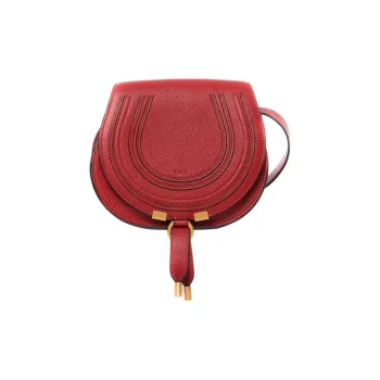 Chloe Marcie Grained Calfskin Crossbody Bag Saddle Bag Shoulder Bag Women's Red