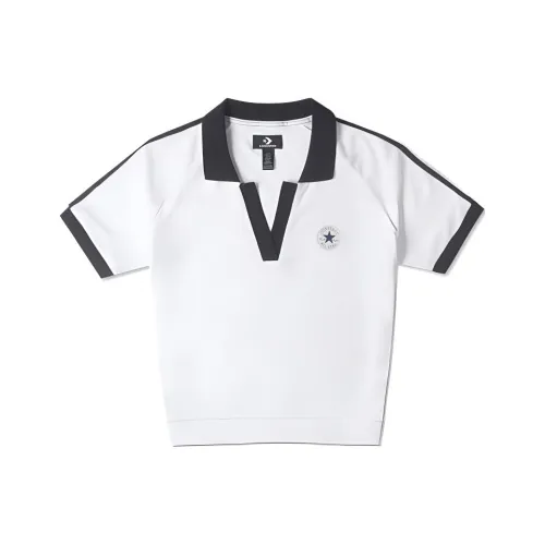 Converse Neck Knit Polo Shirt Women's White