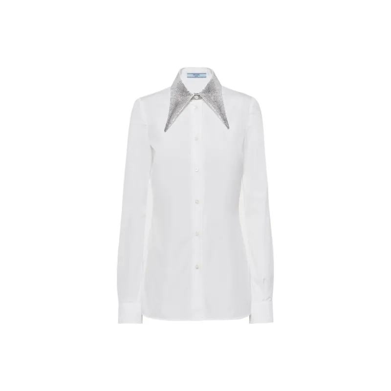PRADA Rhinestone embellished Cotton Shirt-0