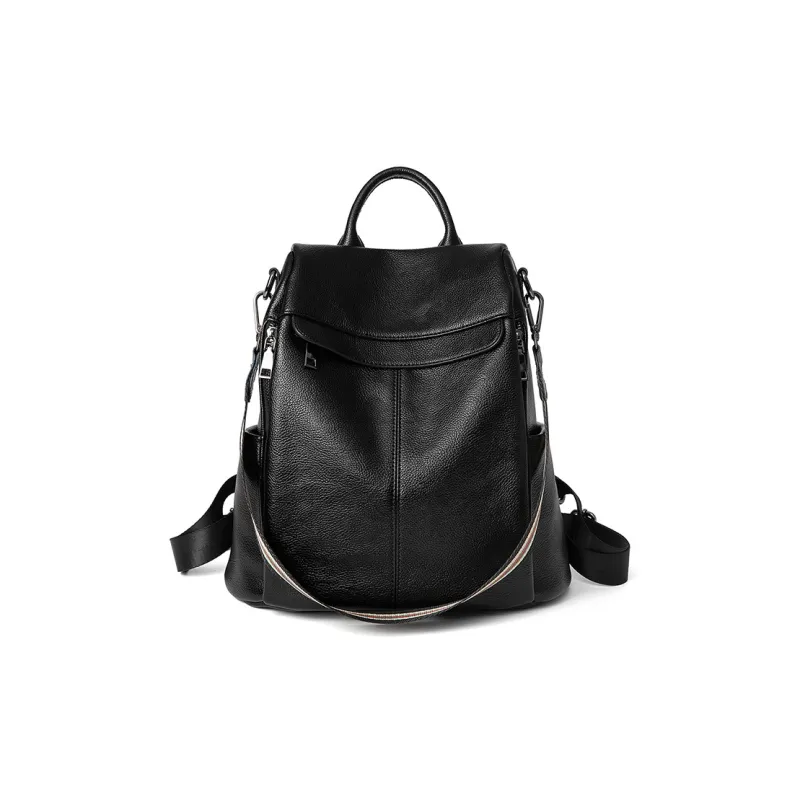 VANDEE Microfiber With Cow Leather Backpack Women's Black-0