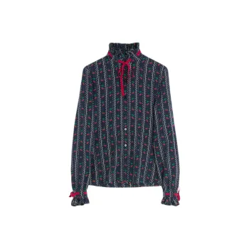 Valentino SS25 CHERRYFIC Shirt Women's Marine Blue