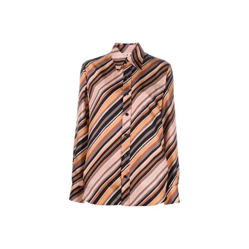 MARNI Shirts Women's Brown Stripes-0