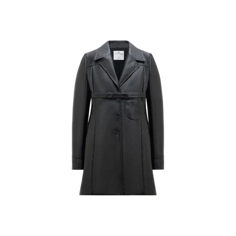 COURREGES Belted Short Heritage Vinyl Coat 'Black'-0