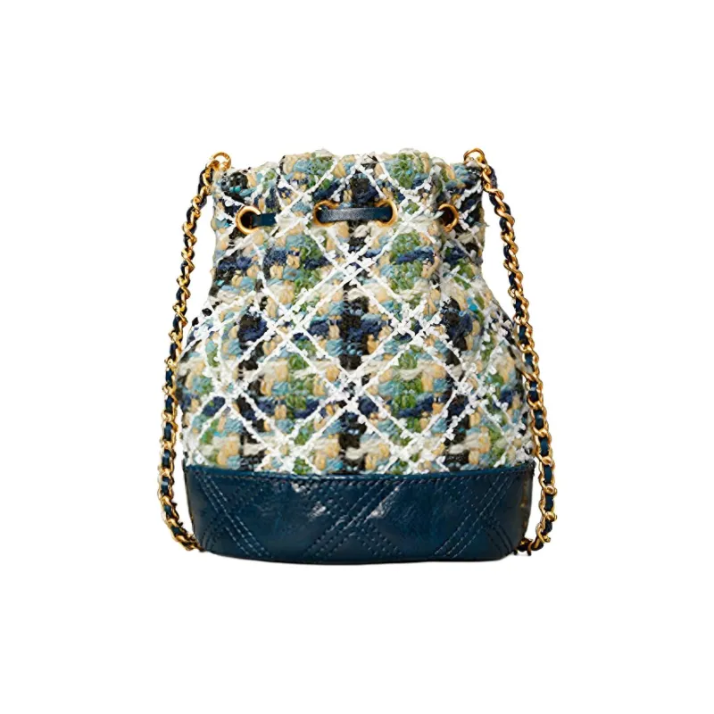 TORY BURCH Fleming Fabric Bucket Bag, Shoulder Bag, Crossbody Bag Mini Women's Sea Blue Green-2