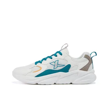 XTEP Running Shoes Men Low Top Sail White, Lan Night Green, Cold Tea Brown