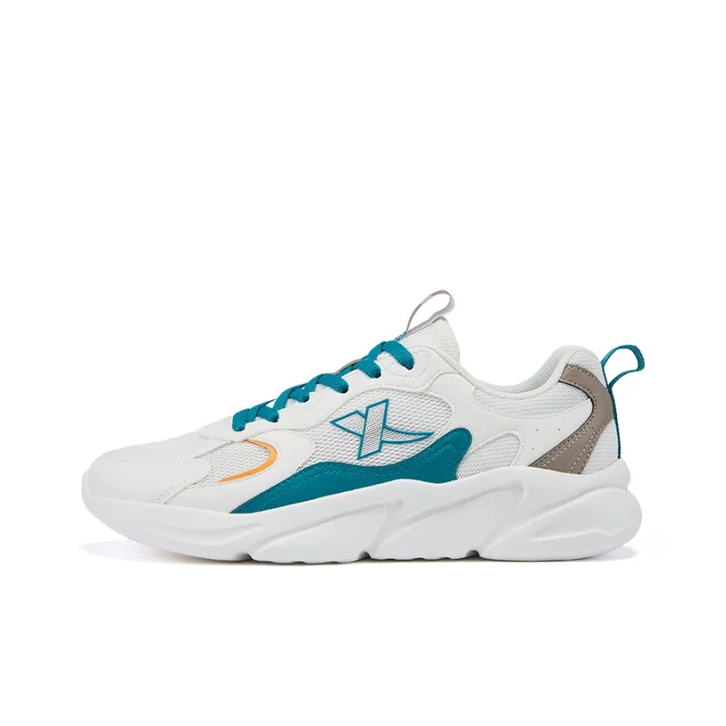 XTEP Running Shoes Men Low Top Sail White, Lan Night Green, Cold Tea Brown-0