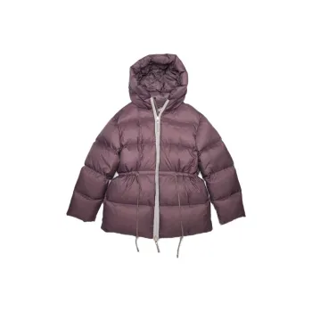 Acne Studios FW21 Solid Color Hooded Mid Length Down Jacket Women's Fuchsia