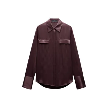 ZARA ZW Series Shirt Women's Burgundy