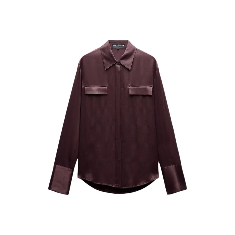 ZARA ZW Series Shirt Women's Burgundy-0